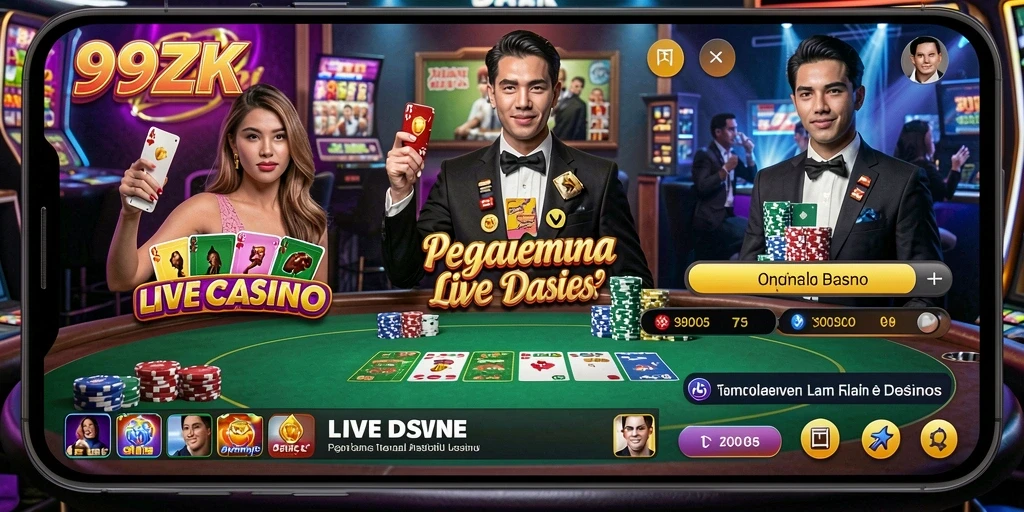 Tampilan gameplay Live Casino yang menegangkan dan interaktif di 99ZK.