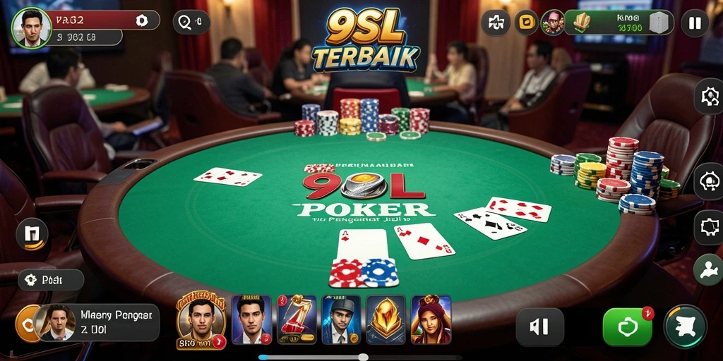 Gameplay seru dalam 9SL menunjukkan momen menegangkan di meja Poker.