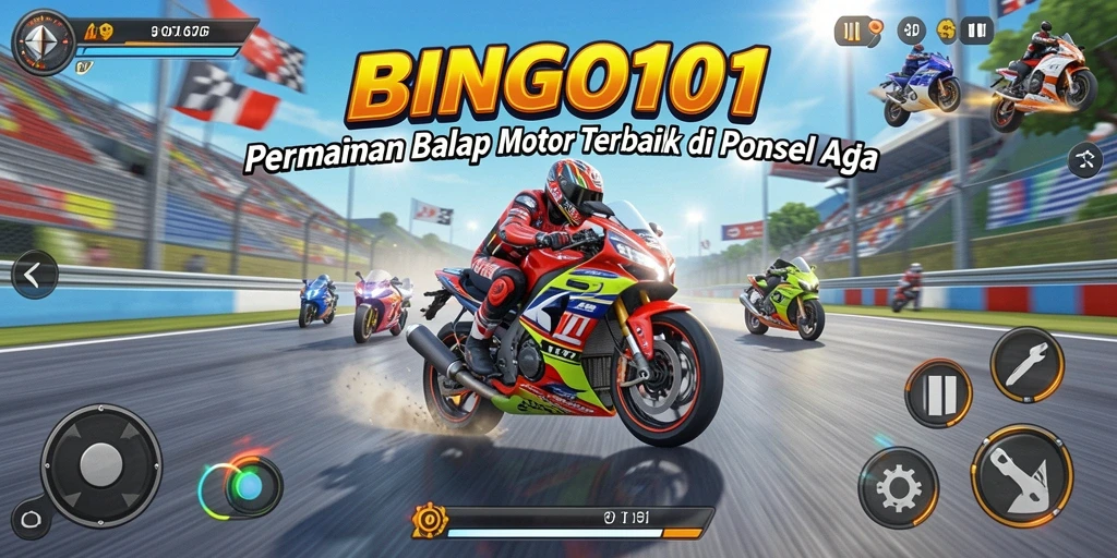 Gameplay balap motor yang seru dan menantang.