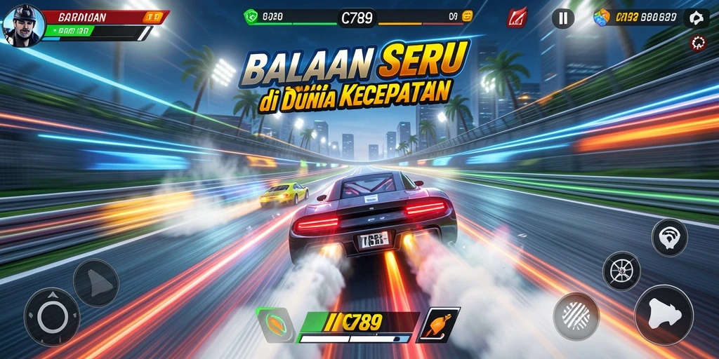 Tampilan seru balapan dalam game C789 yang menegangkan.