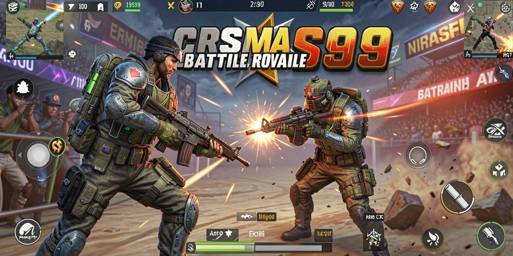 Tampilan gameplay battle royale yang menegangkan dan seru di CRS99.