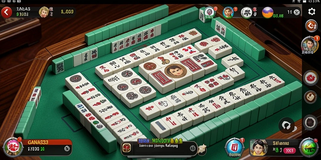 Tampilan gameplay Mahjong yang seru dan menantang di GANAS33.
