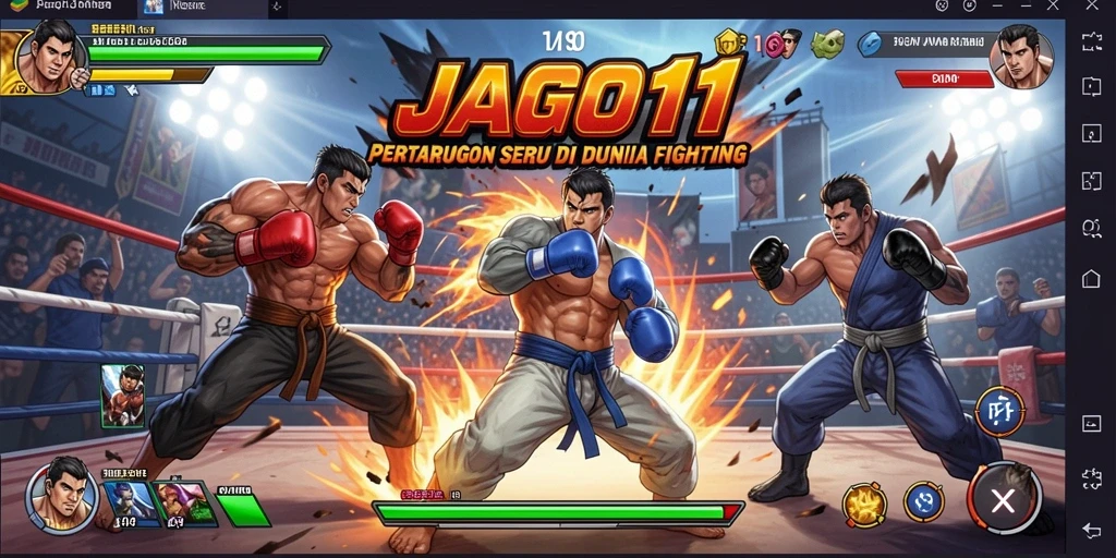 Screenshot gameplay JAGO11 menampilkan aksi pertarungan yang mendebarkan.