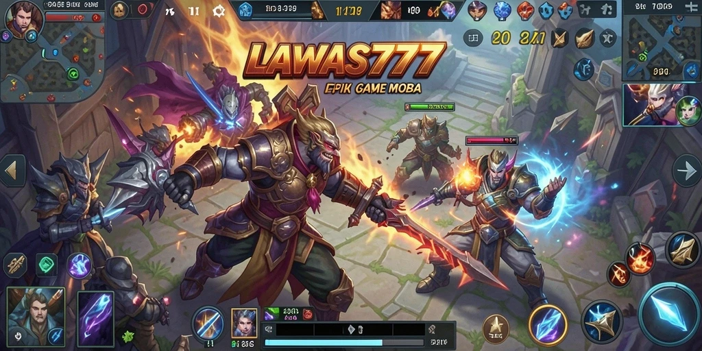 Tampilan gaming seru di LAWAS777 dengan pertarungan tim yang menegangkan.