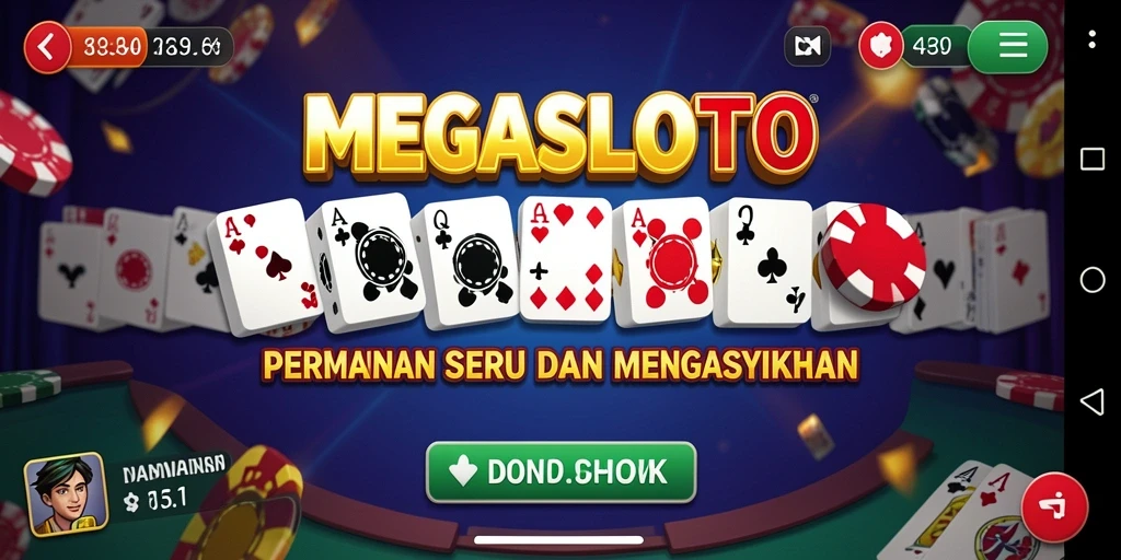 Tampilan asyik gameplay MEGASLOTO saat bermain Domino.