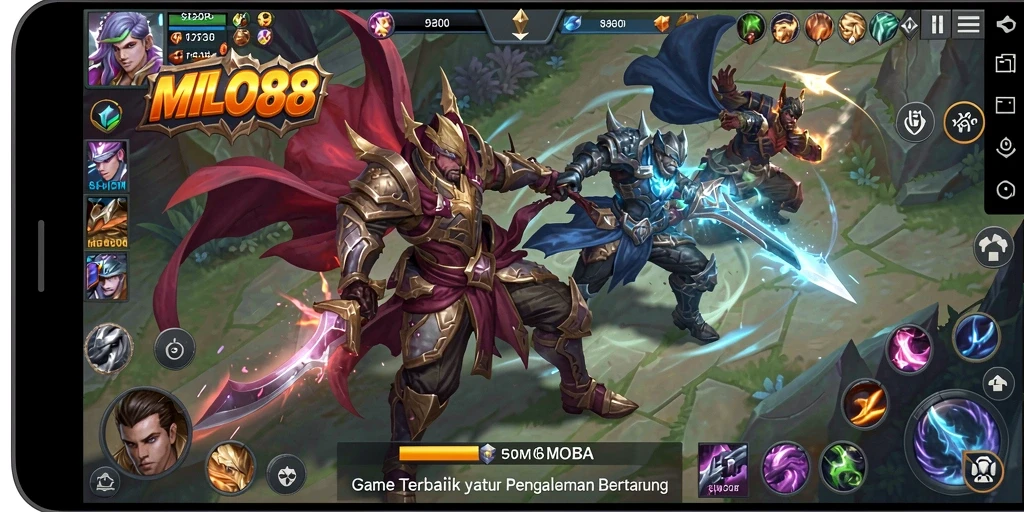 Screenshot gameplay menunjukkan aksi seru dalam MOBA.