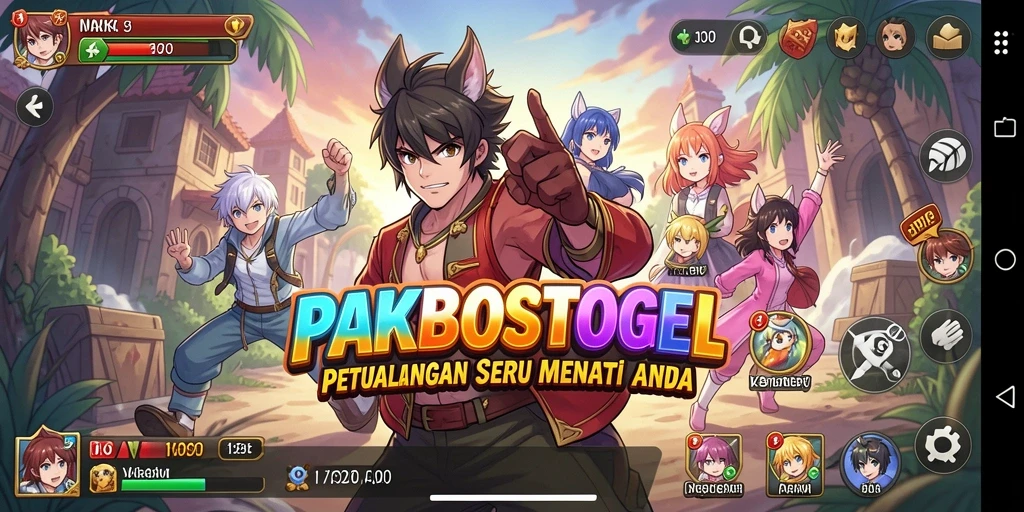 Screenshot PAKBOSTOGEL menampilkan karakter Anime dalam aksi seru.