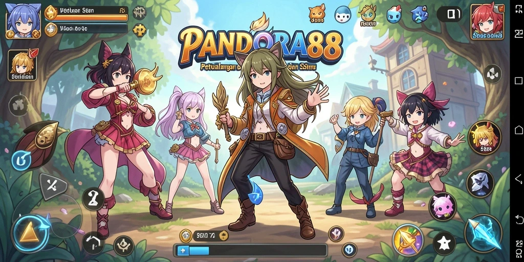 Tampilan gameplay seru dari PANDORA88 yang menampilkan karakter anime.