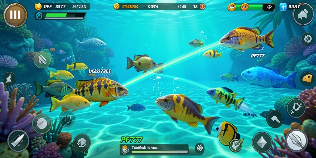 Tampilan gameplay seru dari PF777, permainan Tembak Ikan terbaik.