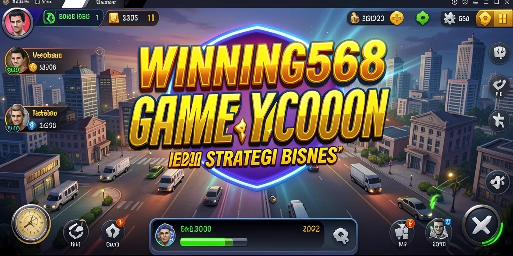 Tampilan gameplay <strong>WINNING568</strong> yang menampilkan elemen manajemen bisnis yang strategis.